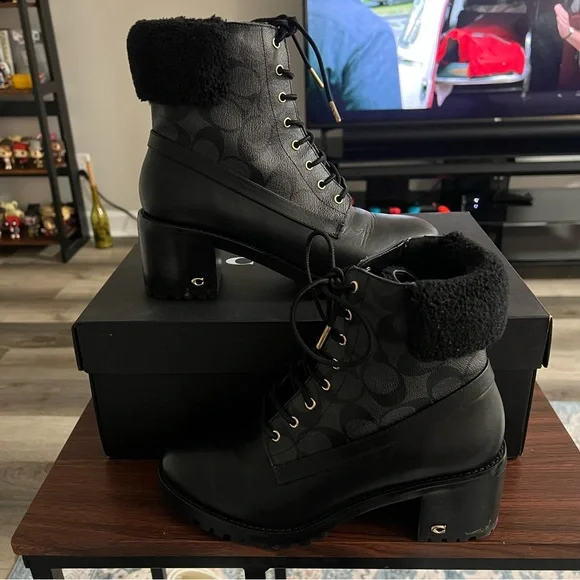 Coach Jill Women's Black Lace-Up Boots - Picture 2 of 8
